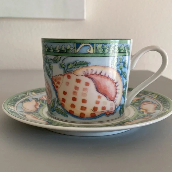 Siddhia Hutchinson Sea Garden Andrea by Sadek Japan (4) Cups Saucers Demitasse - Picture 10 of 16